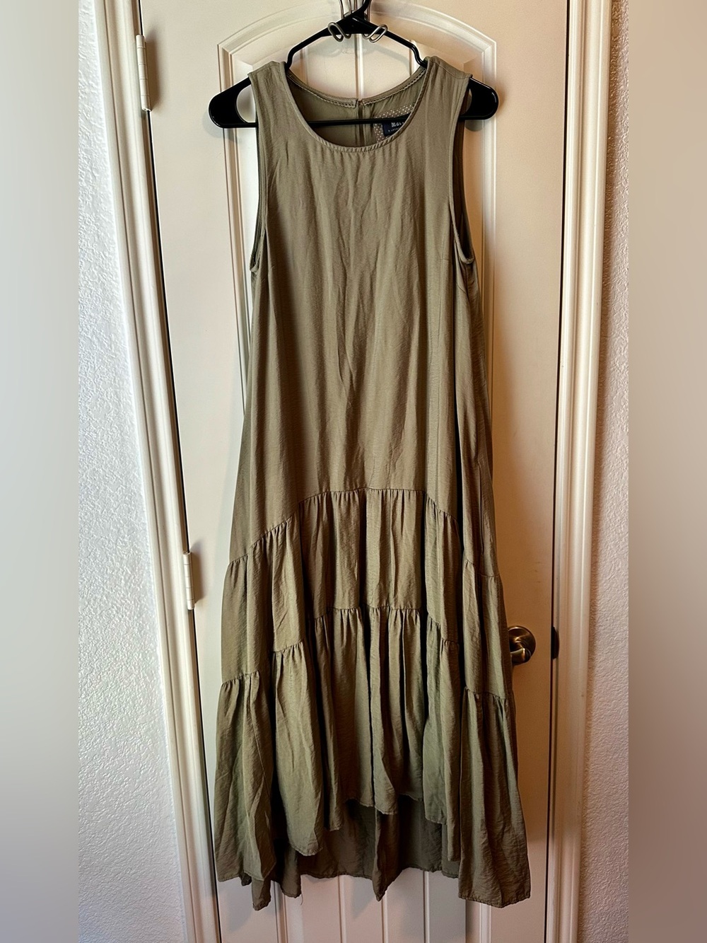 Anthropologie Maeve Marlene Ruffle Tiered Tank Maxi Dress Sage Green size small